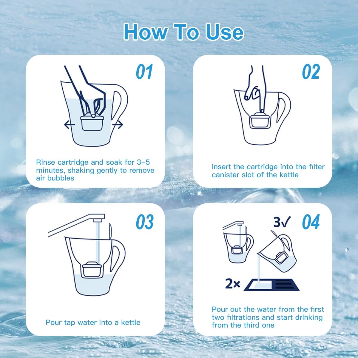 Water Filter Cartridges Replacement for Brita® Marella® Jug Water Filter, Filter Cartridges Compatible with Brita® Maxtra+® Plus Maxtra Pro® All-in-1, Reduces PFAS/PFOA/PFOS (12-Classic)