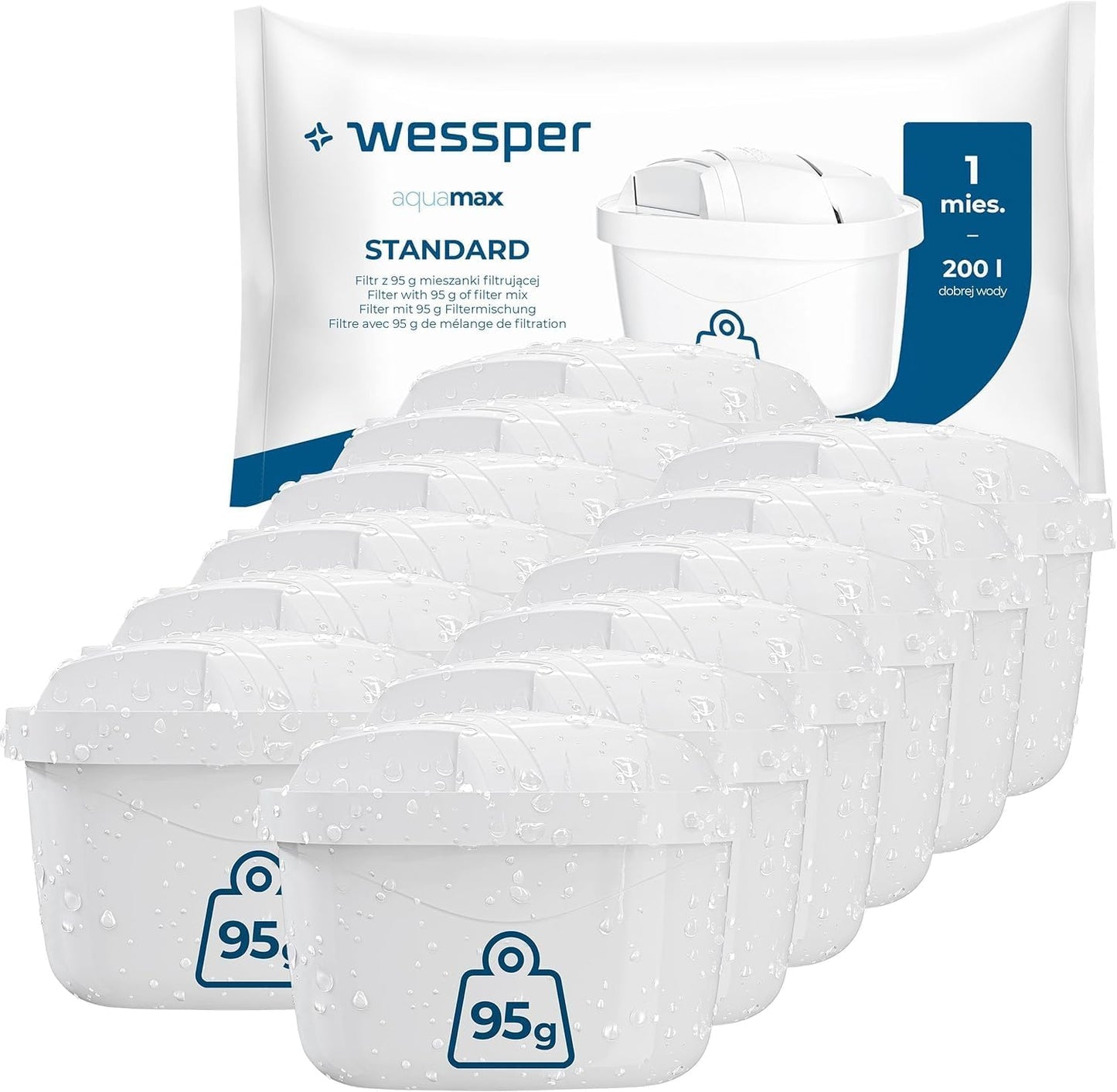Wessper® AQUAMAX Hard Water Filter Cartridges, Compatible with BRITA Maxtra, Amazon Basics, PearlCo, Aqua Select